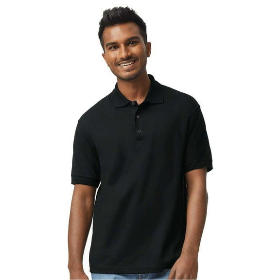Gildan DryBlend Jersey Polo for Men, Casual Short Sleeve Shirt, Moisture-Wicking, Black, 5XL