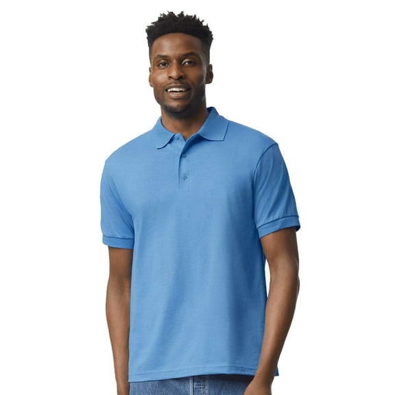 Gildan DryBlend Jersey Polo for Men, Casual Short Sleeve Shirt, Moisture-Wicking, Carolina Blue, L