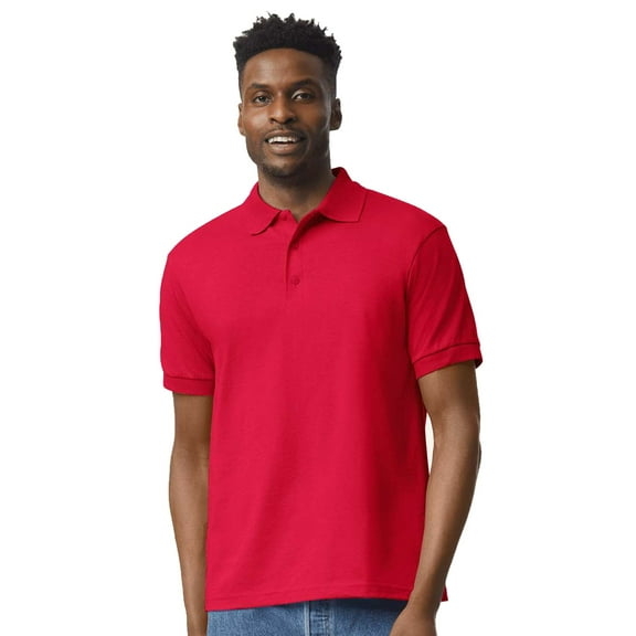 Gildan DryBlend Jersey Polo for Men, Casual Short Sleeve Shirt, Moisture-Wicking, Red, S