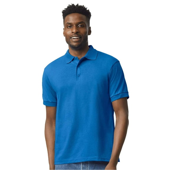 Gildan DryBlend Jersey Polo for Men, Casual Short Sleeve Shirt, Moisture-Wicking, Royal, S