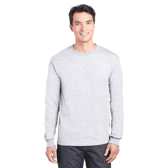 Gildan DryBlend Men’s Long Sleeve T-Shirt, Casual Everyday Crewneck Tee, Style 8400, Ash, L