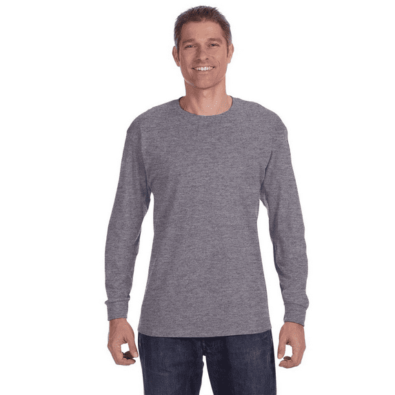 Gildan DryBlend Men’s Long Sleeve T-Shirt, Casual Everyday Crewneck Tee, Style 8400, Graphite Heather, L