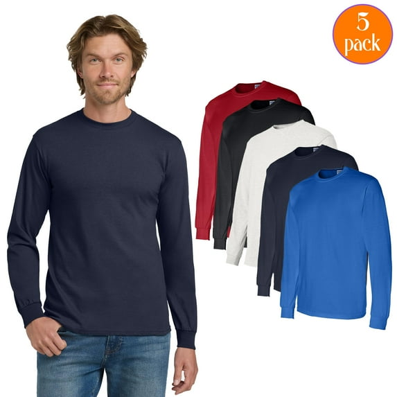 Gildan DryBlend Men's Long Sleeve T-Shirt, Durable Cotton Polyester Blend, Mix Color, Pack 5, 3XL