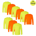 thumbnail image 1 of Gildan DryBlend Men's Long Sleeve Work T-Shirt, Hi-Vis Safety Green and Orange, 9-Pack, 3XL, 1 of 6