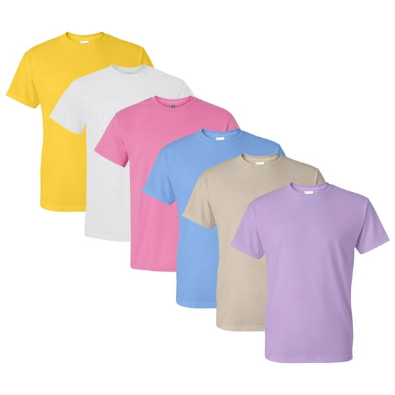 Gildan - DryBlend T-Shirt For Men, 50/50 Cotton/Polyester Bulk Tee, Assorted Short Sleeve Crewneck Plain Tees, Multi Pack Solid T-shirts (Bright Color 6 Pack, L)