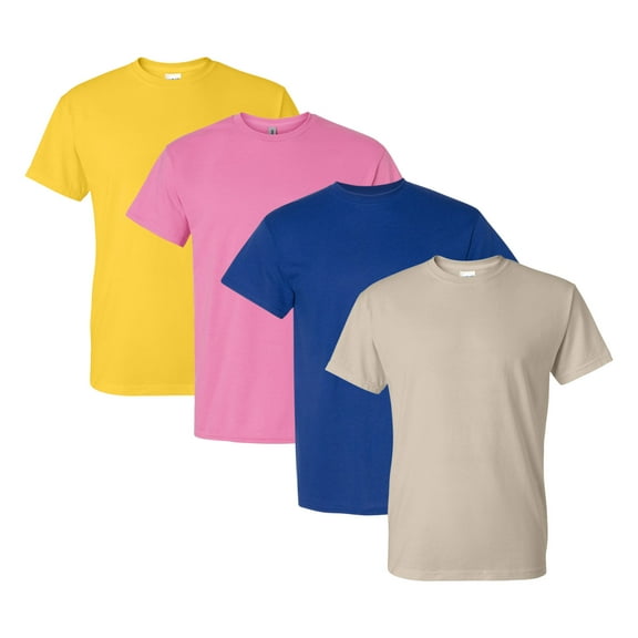 Gildan - DryBlend T-Shirt For Men, 50/50 Cotton/Polyester Bulk Tee, Assorted Short Sleeve Crewneck Plain Tees, Multi Pack Solid T-shirts (Dark Bright Color 4 Pack, L)