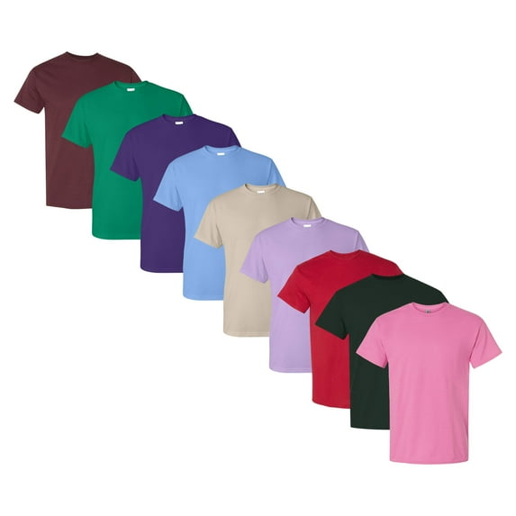 Gildan - DryBlend T-Shirt For Men, 50/50 Cotton/Polyester Bulk Tee, Assorted Short Sleeve Crewneck Plain Tees, Multi Pack Solid T-shirts (Dark+Bright Color 9 Pack, M)