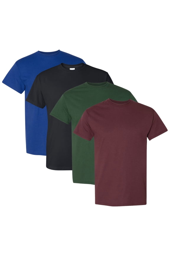 - DryBlend T-Shirt For Men, 50/50 Cotton/Polyester Bulk Tee, Assorted Short Sleeve Crewneck Plain Tees, Multi Pack Solid T-shirts (Dark Color 4 Pack, 5XL)