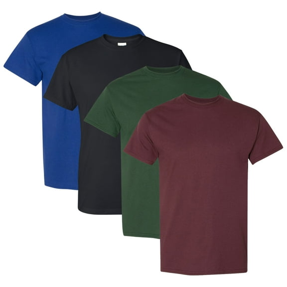 Gildan - DryBlend T-Shirt For Men, 50/50 Cotton/Polyester Bulk Tee, Assorted Short Sleeve Crewneck Plain Tees, Multi Pack Solid T-shirts (Dark Color 4 Pack, M)
