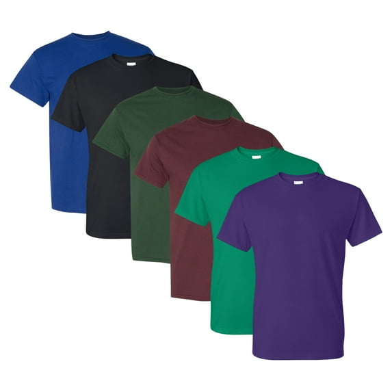 Gildan - DryBlend T-Shirt For Men, 50/50 Cotton/Polyester Bulk Tee, Assorted Short Sleeve Crewneck Plain Tees, Multi Pack Solid T-shirts (Dark Color 6 Pack, XL)