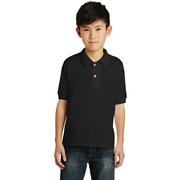 Gildan DryBlend Youth Jersey Polo shirt, Collared T-Shirt Solid Print Unisex Polo Shirt (Black M)