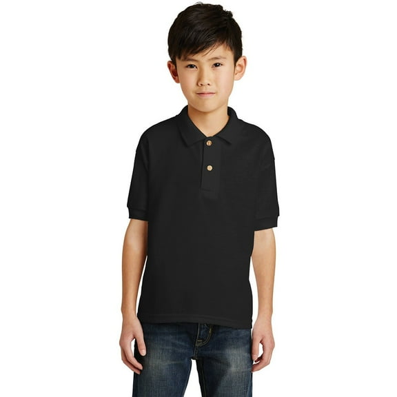 Gildan DryBlend Youth Jersey Polo shirt, Collared T-Shirt Solid Print Unisex Polo Shirt (Black M)