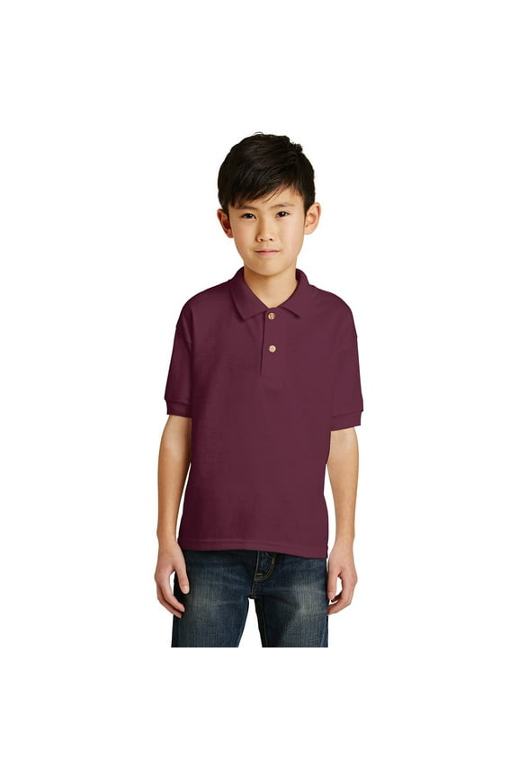 DryBlend Youth Jersey Polo shirt, Collared T-Shirt Solid Print Unisex Polo Shirt (Maroon M)