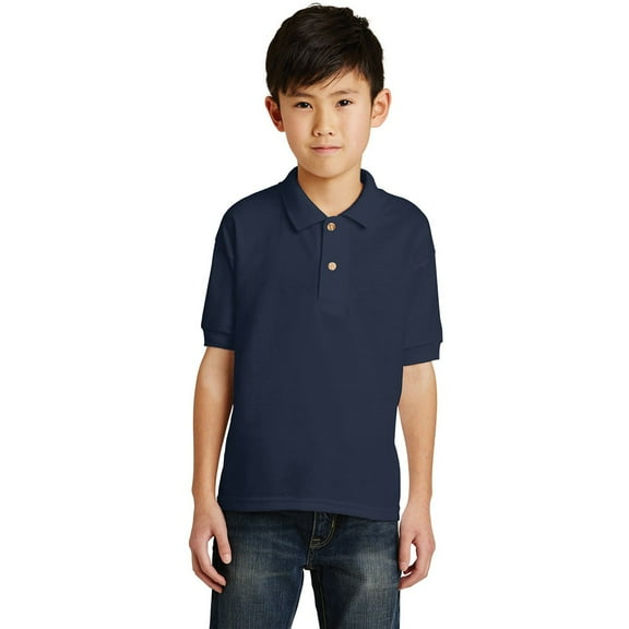 Gildan DryBlend Youth Jersey Polo shirt, Collared T-Shirt Solid Print Unisex Polo Shirt (Navy M)
