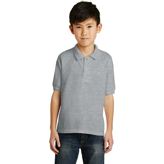 Gildan DryBlend Youth Jersey Polo shirt, Collared T-Shirt Solid Print Unisex Polo Shirt (Sport Grey M)