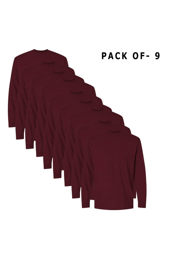 Dryblend Long Sleeve T-Shirt | 50/50 Cotton / Polyester- Maroon - Men's Moisture-Wicking Performance Tee | S Size