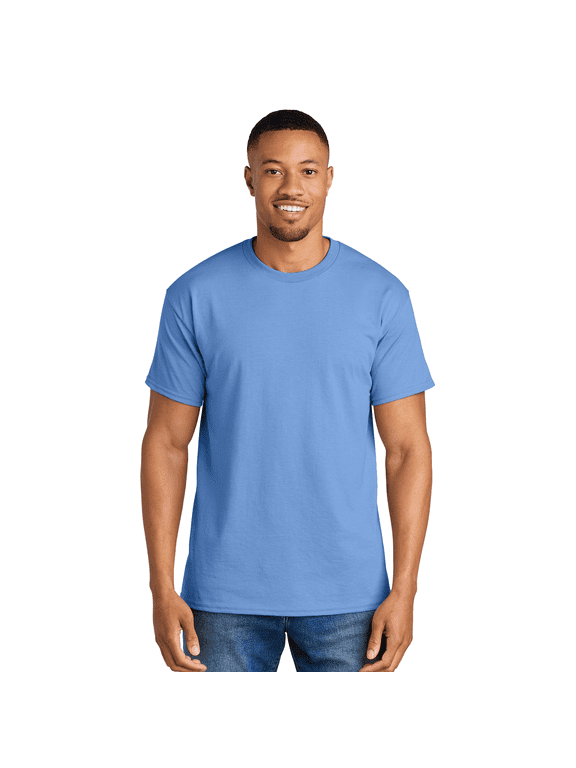 Dryblend T-Shirt, Men's Short Sleeve Crewneck Blank Tee for Arts and Crafts, Carolina Blue, L