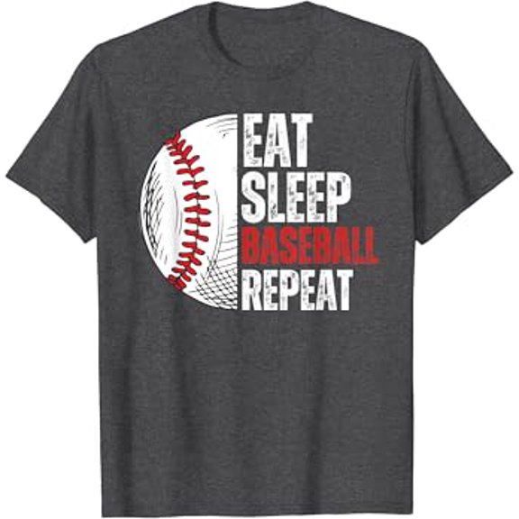 Gildan Eat Sleep Baseball Repeat Funny Baseball Players Kids Boys Hot Trending T-Shirt Unisex S To 5Xl