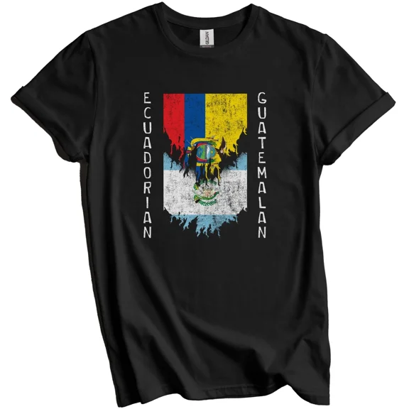 Gildan Ecuadorian Guatemalan Flags Ripped Torn Ecuador Guatemala T-Shirt Gift for Men Women Unisex Tee