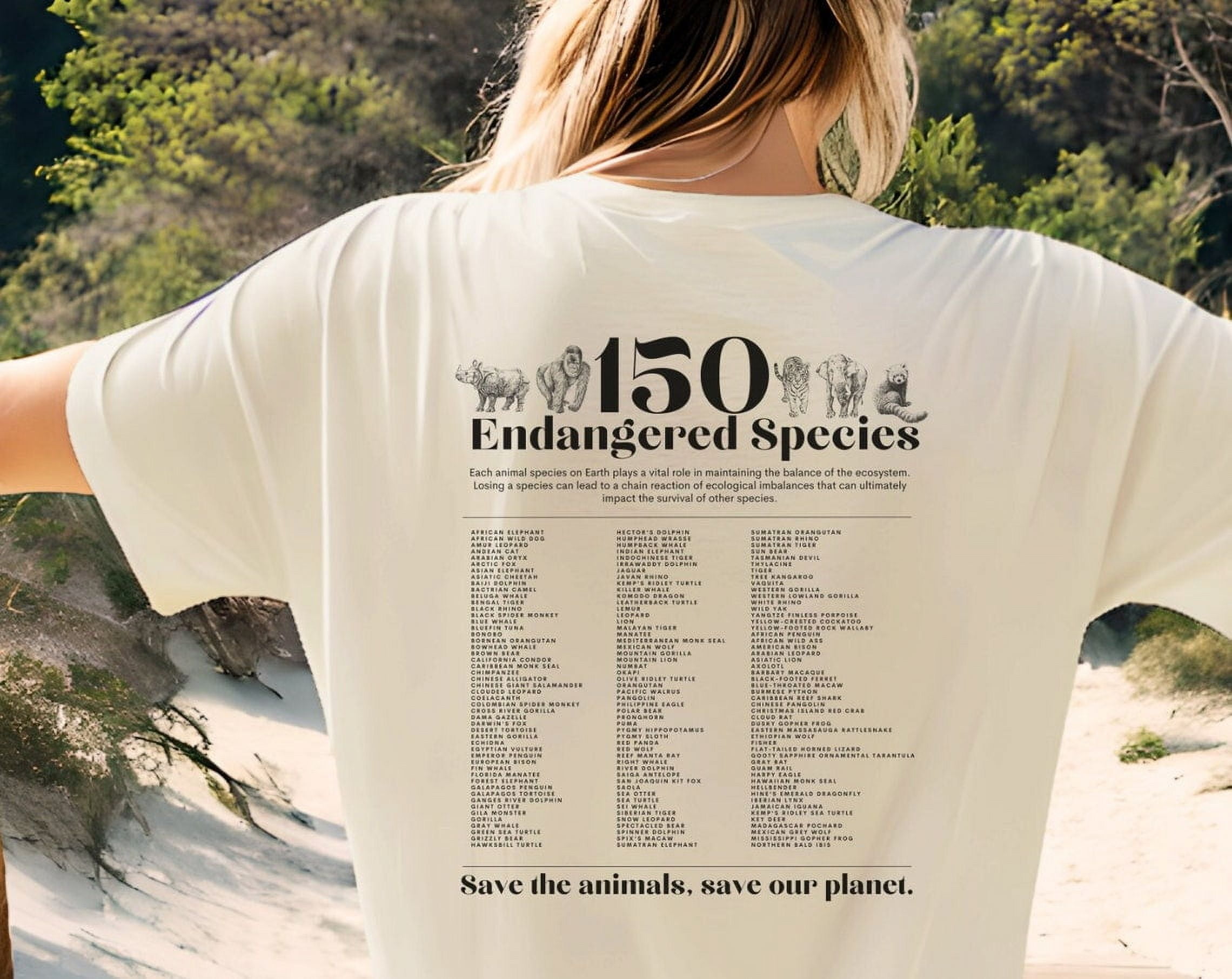 Gildan Endangered Species Awareness Shirt With Wildlife Art, Animal ...