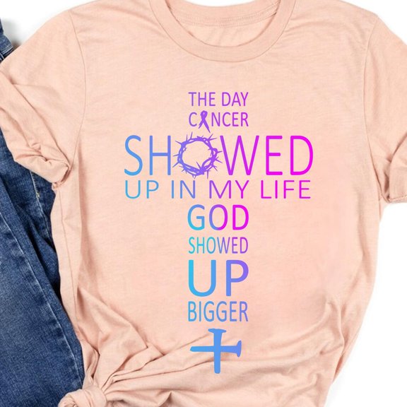 Gildan Faith Over Fear t-shirt - Inspirational Support Digital File - God Showed Up Sublimation - Christian Strength Design - t-shirt