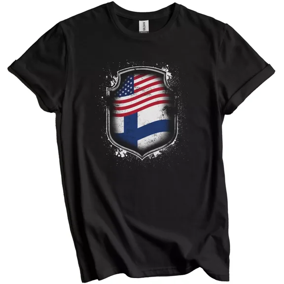 Gildan Finnish American Shirt Flags Of Finland and America T-Shirt Gift for Men Women Unisex Tee