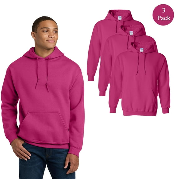 Gildan Fleece Hooded Sweatshirt for Men, 3 Pack Heavy Blend Graphite Heather Hoodie, 2XL