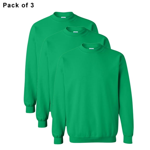 Gildan Fleece Sweatshirt of Irish Green, 8 Oz Heavy Blend 50/50 Cotton/polyester for Unisex | Casual Crewneck Pullover, Pack of 3 Size-L