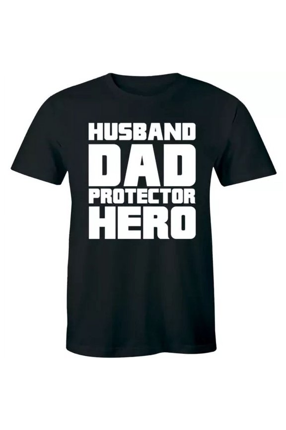 Funny Husband Dad Protector Hero T Shirt Fathers Day Dad Daddy Birthday Mens