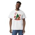 thumbnail image 1 of GOLDENROW Funny Merry Christmas T-Shirt for Adult Men, 5.3oz Crewneck Christmas Shirt for Festive Season, Short Sleeve Graphic Print T-Shirt White, M, 1 of 5