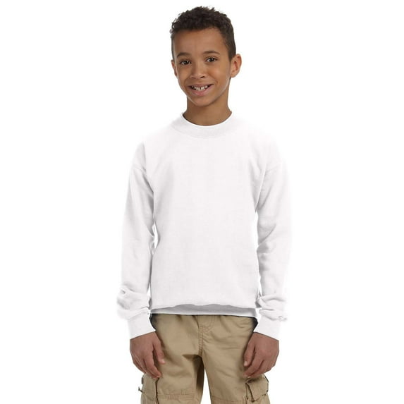 Gildan G180B Youth Crewneck Sweatshirt -White-Small