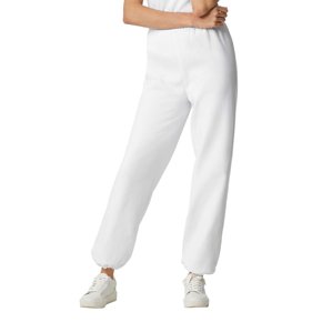 White Cotton Comfort Sweatpants with Silver Glitter Seams