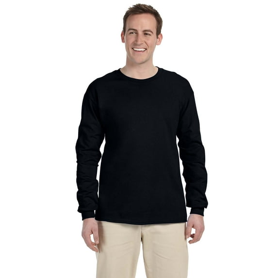 Gildan G240 Ultra Cotton 100% Cotton Long Sleeve T-Shirt, Black, L, Pack Of 3, Mens Workout Shirts