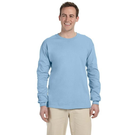 Gildan G240 Ultra Cotton 100% Cotton Long Sleeve T-Shirt, Light Blue, 2X, Pack Of 3, Mens T-Shirts