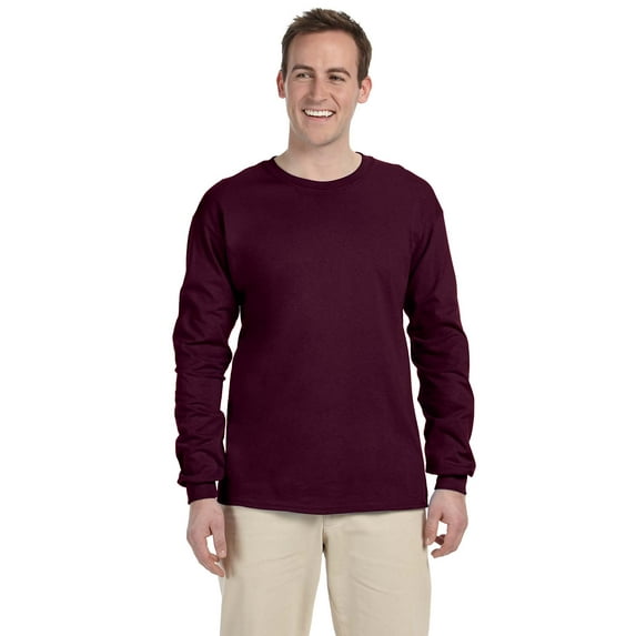 Gildan G240 Ultra Cotton 100% Cotton Long Sleeve T-Shirt, Maroon, 3XL, Pack Of 3, Mens T-Shirts