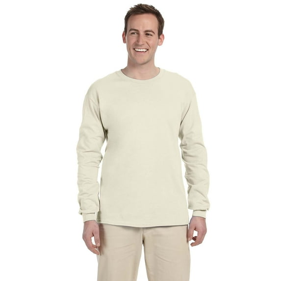 Gildan G240 Ultra Cotton 100% Cotton Long Sleeve T-Shirt, Natural, L