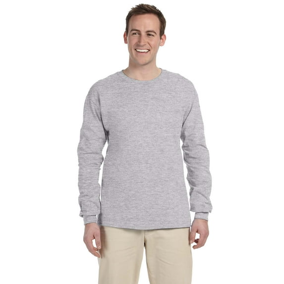 Gildan G240 Ultra Cotton 100% Cotton Long Sleeve T-Shirt, Sport Grey, 5XL, Pack Of 3, Mens T-Shirts