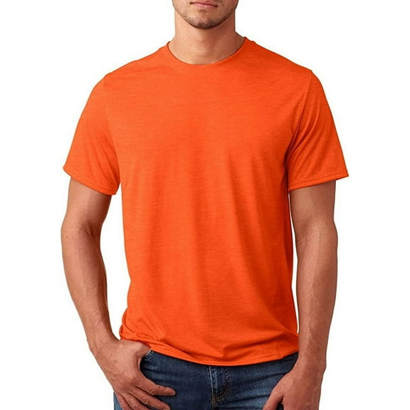 Gildan G470 Men's Tech Short-Sleeve Performance T-Shirt Marble Orange XS