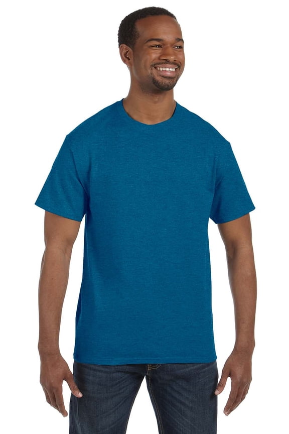 G500 Adult Heavy Cotton T-Shirt, Antique Sapphire, L, Pack Of 5, Mens T-Shirts