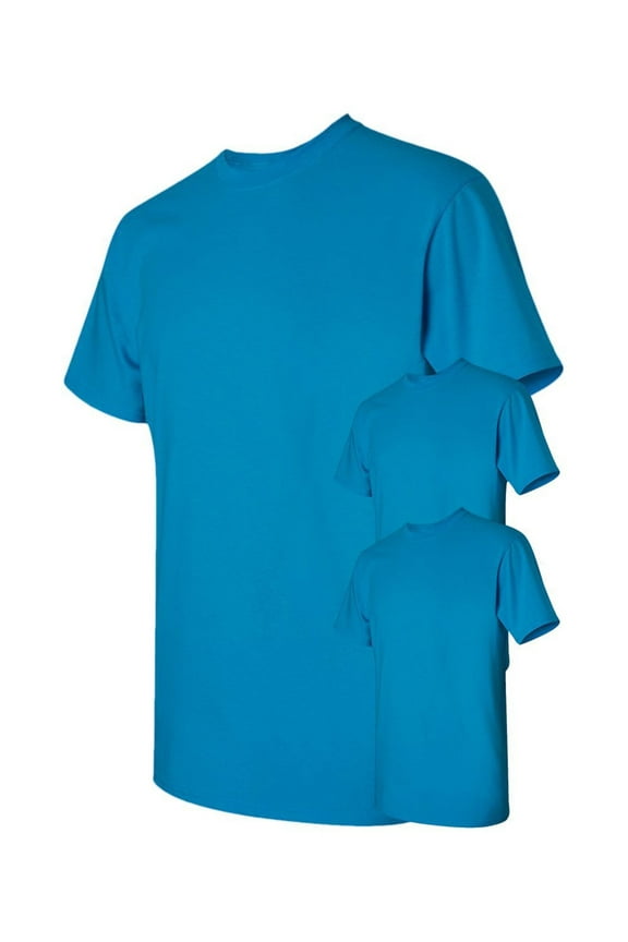 G500 Adult Heavy Cotton T-Shirt, Sapphire, 2X, Pack Of 3, Mens T-Shirts