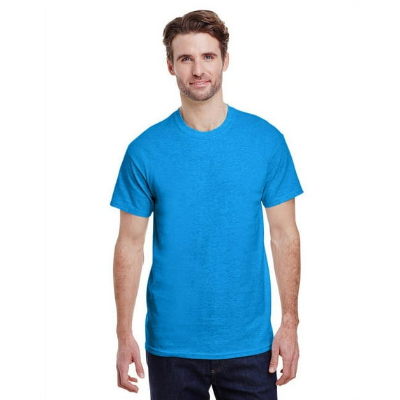 Gildan G500 Adult Unisex Heather Sapphire Heavy Cotton T-Shirts, 3 Pack in Size XL