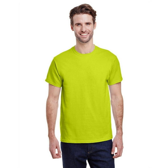 Gildan G500 Adult Unisex Safety Green Heavy Cotton T-Shirts, 3 Pack in Size S