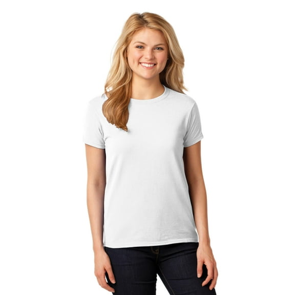 G5000L Gildan Ladies Heavy Cotton 100% Cotton T-Shirt, White, XL, Pack Of 10, Tshirts for Women