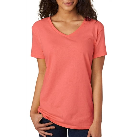Gildan G500VL Ladies Heavy Cotton 100% Cotton V-Neck T-Shirt, Coral Silk, S, Pack Of 12, Tshirts for Women