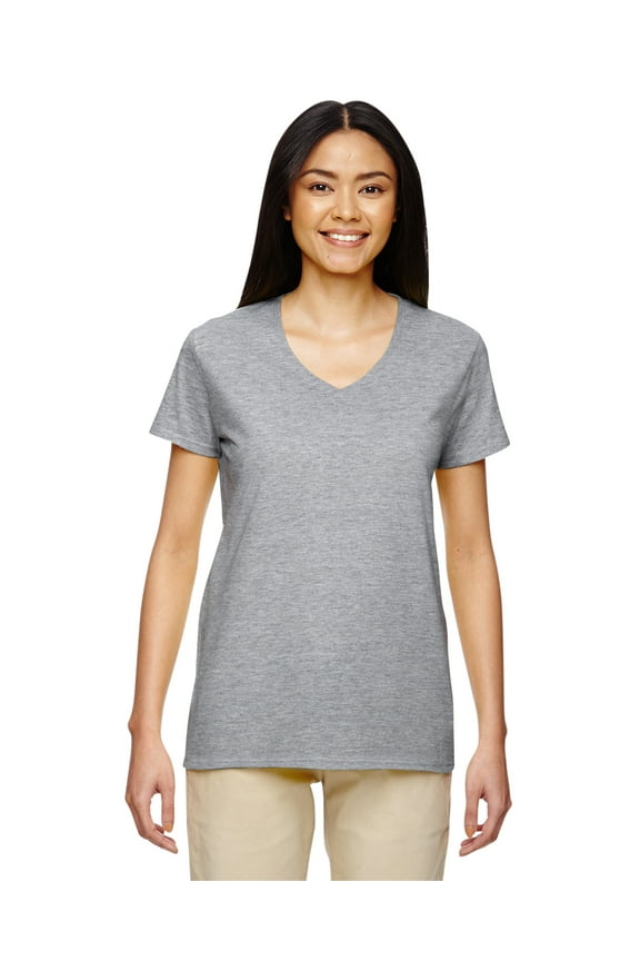 - Heavy Cotton Women’s V-Neck T-Shirt - 5V00L, Sport Grey, L