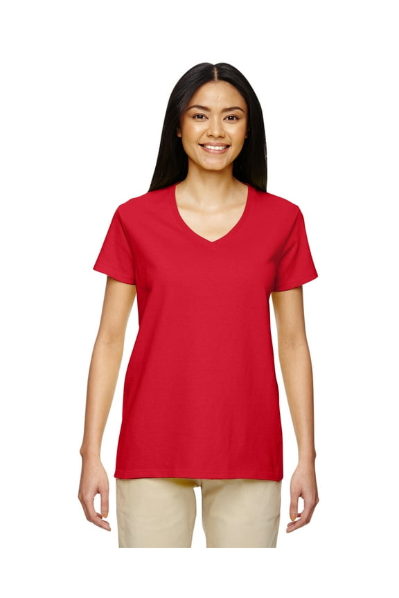 G500VL Ladies Heavy Cotton 100% Cotton V-Neck T-Shirt