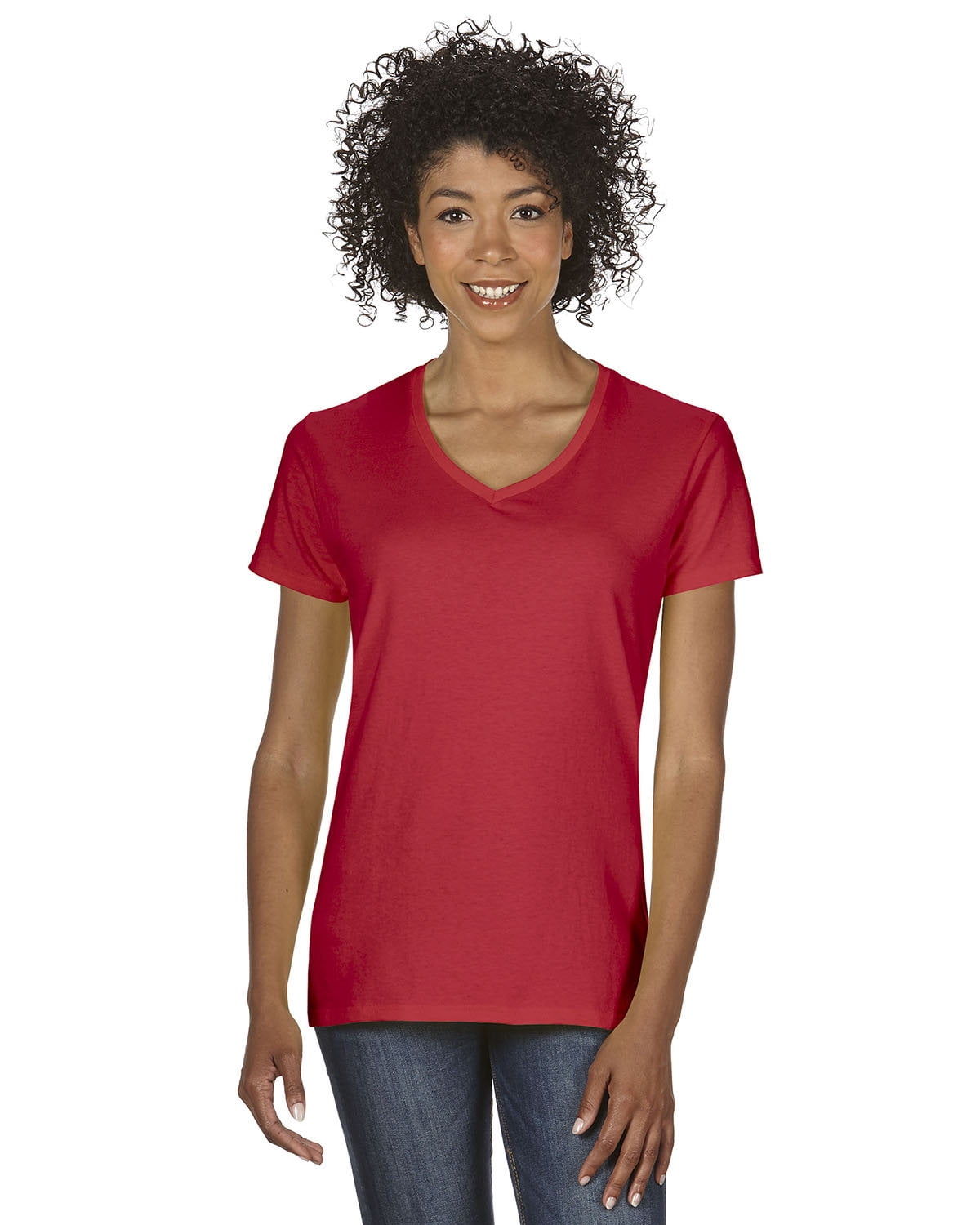 G500VL Ladies Heavy Cotton 100% Cotton V-Neck T-Shirt