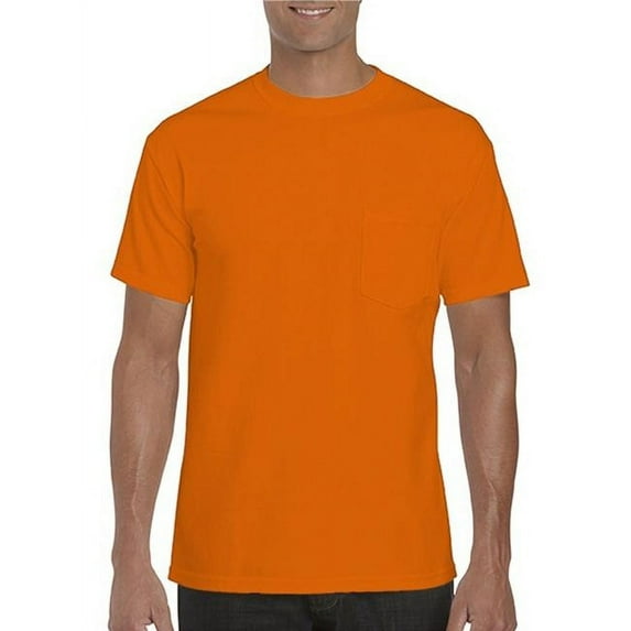 Gildan G5300-Orange-S Heavy Cotton Adult Tee with Pocket, Orange - Small