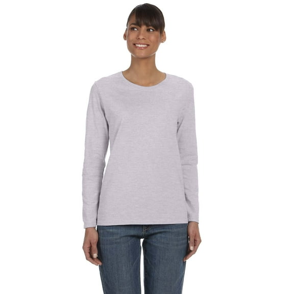 Gildan G540L Ladies Heavy Cotton 100% Cotton Long Sleeve T-Shirt, XL, Sport Grey