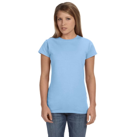 Gildan G640L Ladies' Softstyle Fitted T-Shirt, Light Blue, 2X, Pack Of 2, T-Shirts